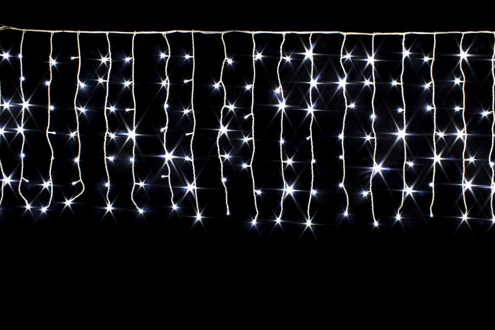 Светодиодный занавес с мерцающим диодом 5*0.7 м., 350 холодных белых LED ламп, белый провод, Winner Light (w.03.6W.350+)