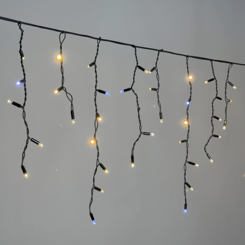Светодиодная бахрома 3,1*0,5 м., 120 LED, тепло-белый, мерцание, черный провод каучук, LTC (ECO120BLW-1-2WW)
