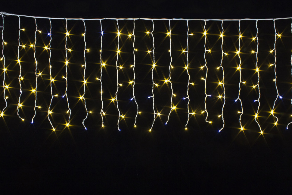 Светодиодный занавес с мерцающим диодом 5*0.7 м., 350 теплых белых LED ламп, белый провод, Winner Light (ww.03.6W.350+)