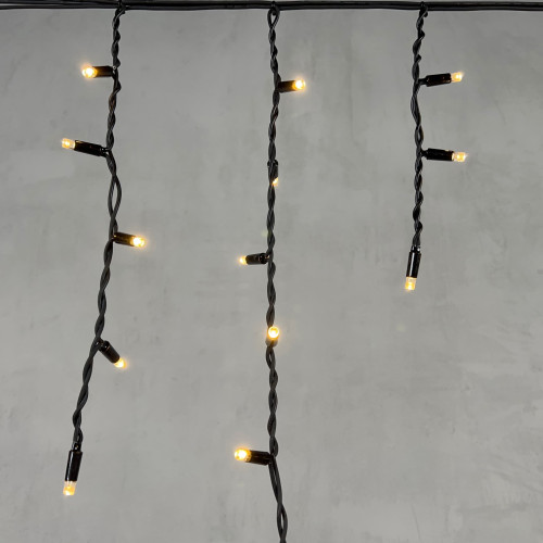 Светодиодная бахрома с колпачком 3,1*0,5 м., 120 теплых белых LED ламп, каучуковый черный провод, LTC (LL120-1-2WW)