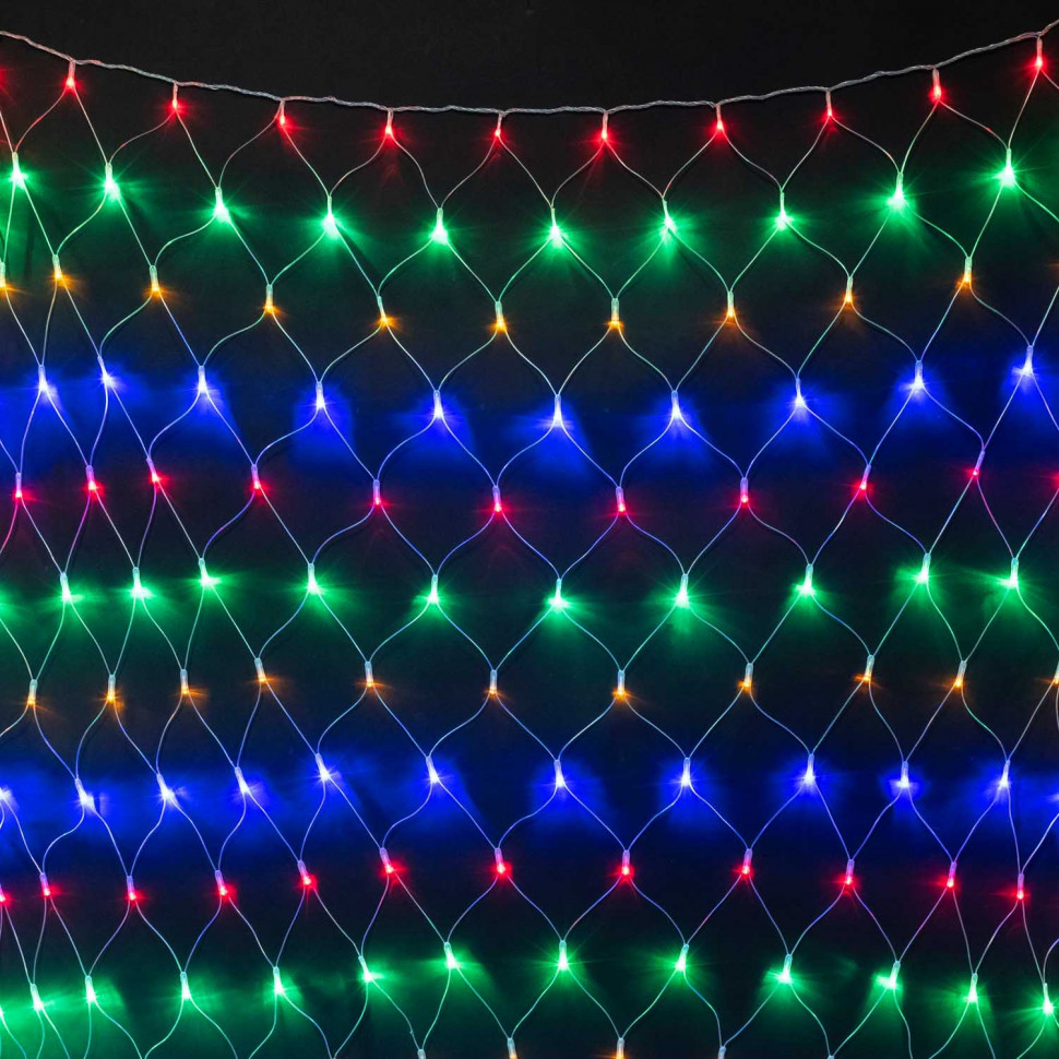 Светодиодная сетка 2*3 м., 384 разноцветныхбелых LED ламп, прозрачный ПВХ, LTC (NTL384M-10-2M)
