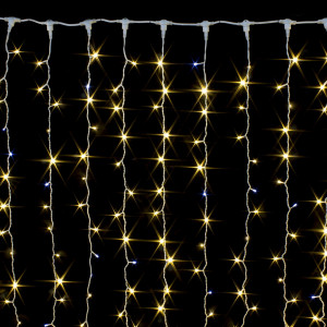Светодиодный занавес с мерцающим диодом 3*2 м., 400 теплых белых LED ламп, белый провод, Winner Light (ww.03.6W.400+)