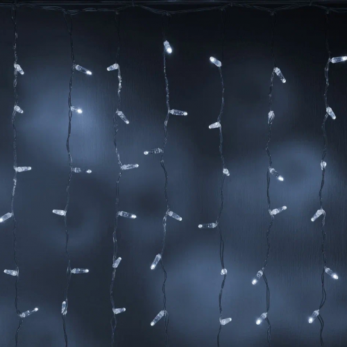 Светодиодный занавес 400 холодных белых LED ламп, 2*2 м., статика, прозрачный провод ПВХ, Teamprof (TPF-C2*2-CT/W)