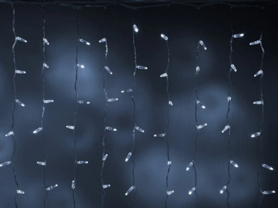 Светодиодный занавес 400 холодных белых LED ламп, 2*2 м., статика, прозрачный провод ПВХ, Teamprof (TPF-C2*2-CT/W)