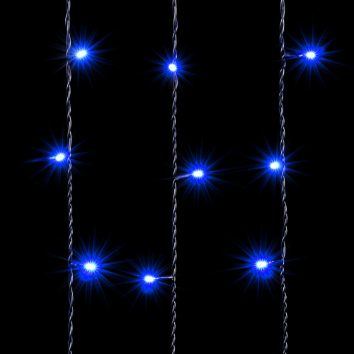 Светодиодный занавес 1*6 м., 600 синих LED ламп, черный провод ПВХ, LTC (PCL601-11-2B)