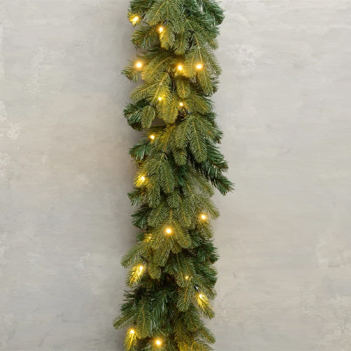 Хвойная гирлянда Парижанка 270*30 см., 60 теплых-белых LED ламп, Литая хвоя+ПВХ, ЕлкиТорг (23057)