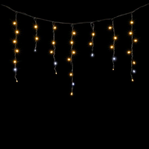 Светодиодная бахрома с колпачком 3,1*0,5 м., 120 желтых белых LED ламп, мерцание, каучуковый черный провод, LTC (LL120BLW-1-2Y)