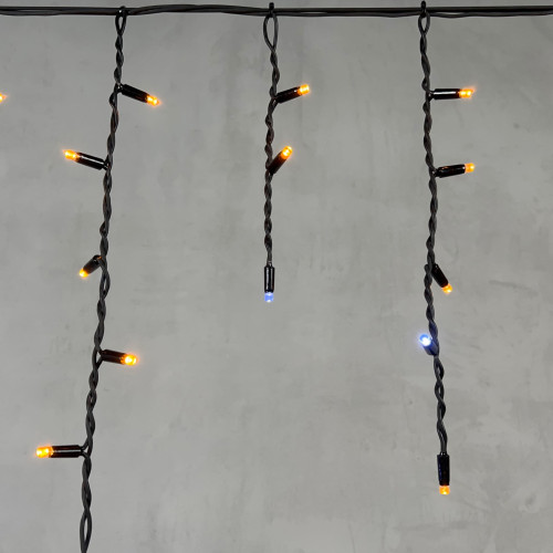 Светодиодная бахрома с колпачком 3,1*0,5 м., 120 желтых белых LED ламп, мерцание, каучуковый черный провод, LTC (LL120BLW-1-2Y)
