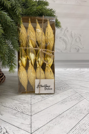 Набор винтажных сосулек Саламандра 15 см., золото, пластик, 12 шт., Christmas DeLuxe (89292)
