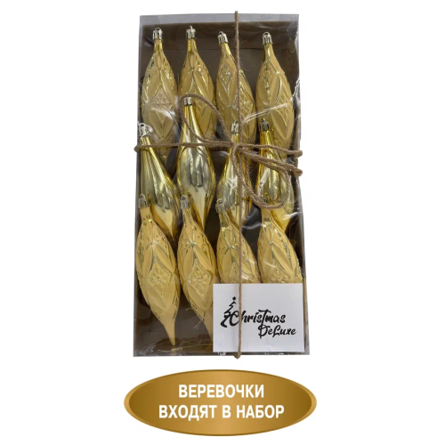 Набор винтажных сосулек Саламандра 15 см., золото, пластик, 12 шт., Christmas DeLuxe (89292)