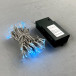 Светодиодная гирлянда 10 м., 3 батарейки типа D 4.5V, 100 LED ламп небесно голубого цвета, таймер, прозрачный провод, LTC (EST100-4W10-8SB)