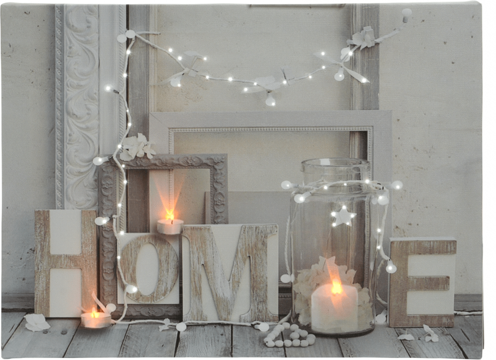 Светодиодное панно Свечи в декоре - Home 30*40 см с LED огнями, Kaemingk (483231/2) 