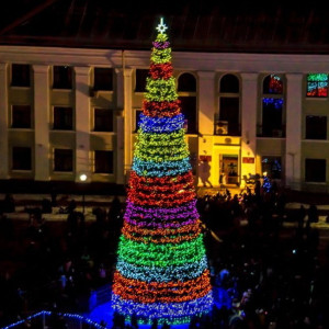 Уличная светодинамическая елка Евро-2 зеленая 28 м., каркасная, ПВХ, Green Trees (GT28EVPVCLED)
