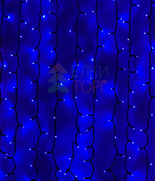 Светодиодный занавес Sealed 1*3 м., 220V., 300 синих LED ламп, черный каучук, Beauty Led (LL301-1-2B)
