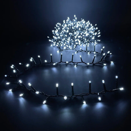Светодиодная нить Snake Light 2000 холодных ламп, 40 м., 24В, 8 режимов, зеленый провод, для елки 260-300 см., Christmas DeLuxe (85746)