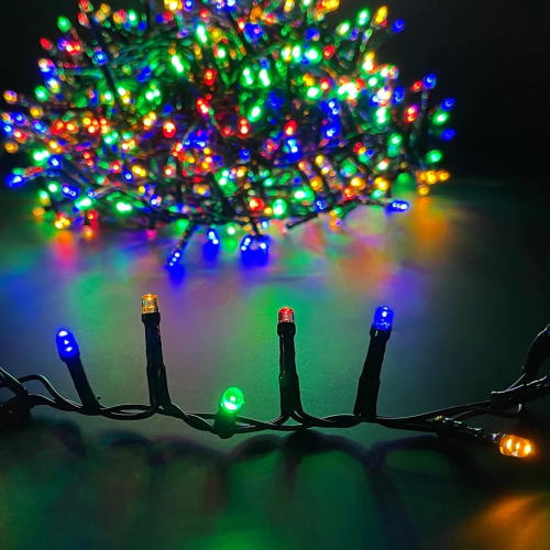 Светодиодная нить Snake Light 2000 разноцветных ламп, 40 м., 24В, 8 режимов, зеленый провод, для елки 260-300 см., Christmas DeLuxe (85747)
