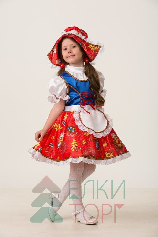 Карнавальный костюм Красная шапочка сказочная рост 122-128 см., размер 32 (5205-32)