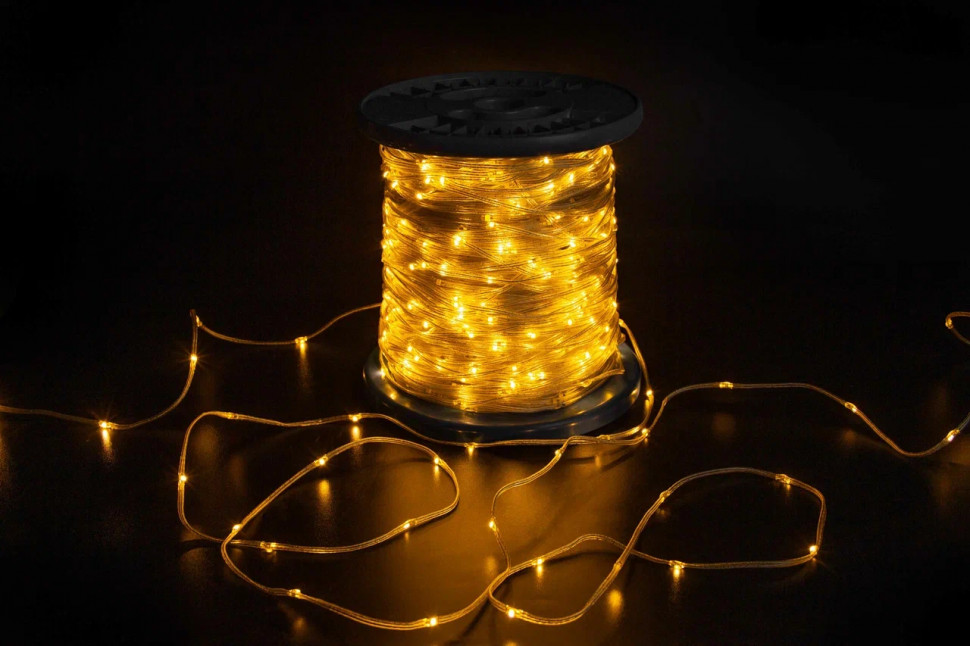 Светодиодная гирлянда "Краса" 200м, 2000 LED, 24V, прозрачный светодиод,  теплая белая, статика, прозрачный провод ПВХ, Teamprof (TPF-CR200-24V-TT/WW)