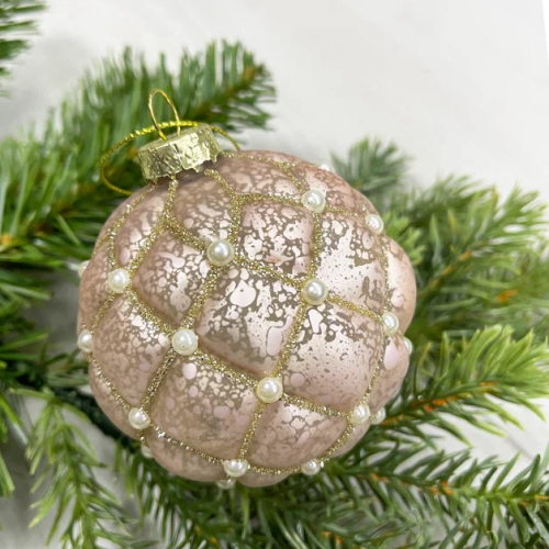 Набор стеклянных шаров Зефирное царство  80 мм., 6 шт., светло-розовый, Christmas DeLuxe (87211)