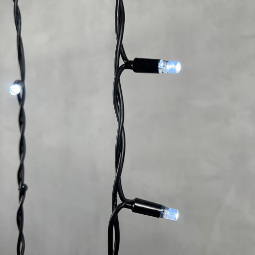 Светодиодная бахрома с колпачком 3,2*0,9 м., 168 белых LED ламп, каучуковый черный провод, LTC (LL168-1-2W)