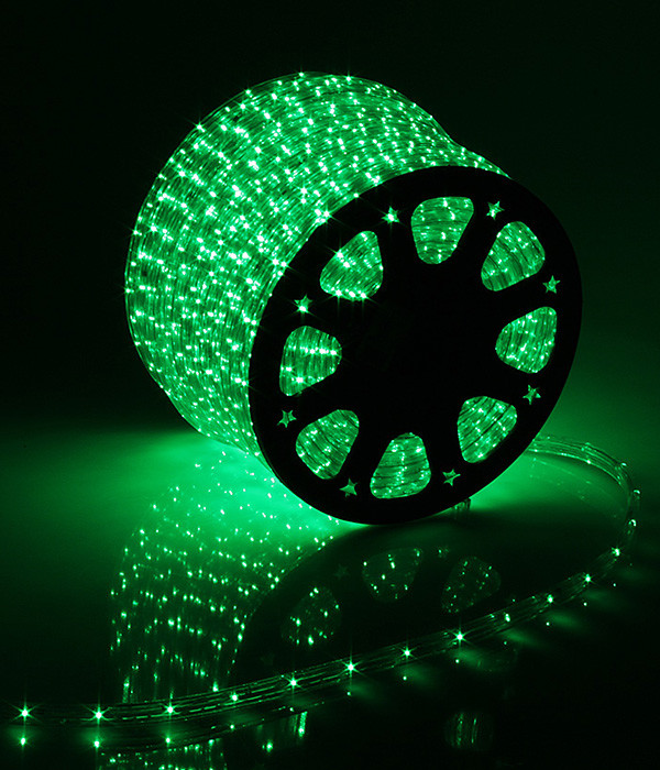 Светодиодный Дюралайт Ø13 мм., Зеленый 220В, 36 LED/м., Свечение 360°, IP65, Бухта 100 м., LTC (F3-H1-220V-G)
