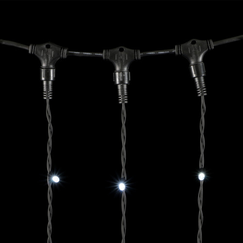 Светодиодный занавес с колпачком 1*9 м., 900 белых LED ламп, каучуковый черный провод, IP65, Beauty Led (LL901-1-2W)