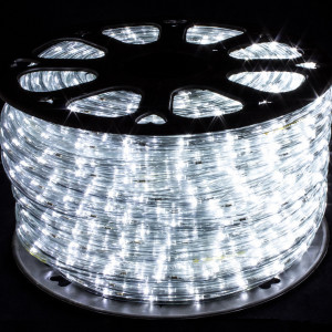 Дюралайт круглый (гирлянда) Ø 10.5 мм., 220V, 3-жилы, холодные белые LED лампы 24 шт на 1 м., бухта 100 м, силикон, Winner (05.100.10,5.24W)