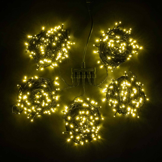 Комплект гирлянд для деревьев 5 лучей по 20 м., 24V., 900 LED ламп цвета шампань, черный силикон, Beauty Led (KFT900-2W11-1CH) — 