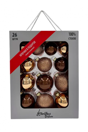 Набор стеклянных шаров Шоколадное суфле 26 шт., Christmas DeLuxe (84499-86773)