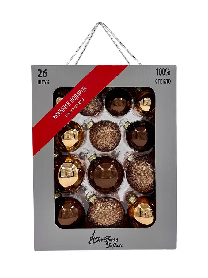 Набор стеклянных шаров Шоколадное суфле 26 шт., Christmas DeLuxe (84499-86773)
