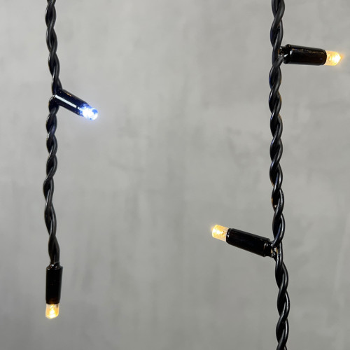 Светодиодная бахрома с колпачком 3,2*0,9 м., 168 теплых белых LED ламп, мерцание, каучуковый черный провод, LTC (LL168BLW-1-2WW)