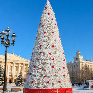 Уличная каркасная елка Уральская Люкс 8 м., ПВХ, белая, ЕлкиТорг (300800)