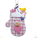Украшение "Варежка" цвет розовый,11*7*2 см. (PO1146)
