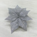 Декоративный цветок Пуансеттия 30 см., серебро с блестками, на клипсе, Christmas DeLuxe (87135)