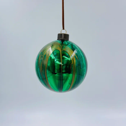 Набор стеклянных шаров Акварель зеленая 100 мм., 4 шт., Christmas DeLuxe (13003)