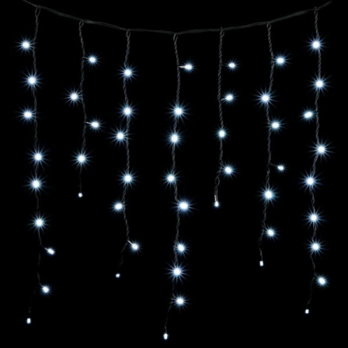 Светодиодная бахрома с колпачком 3,2*0,9 м., 168 белых LED ламп, мерцание, каучуковый черный провод, LTC (LL168BLW-1-2W)