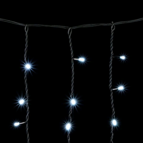 Светодиодная бахрома с колпачком 3,2*0,9 м., 168 белых LED ламп, мерцание, каучуковый черный провод, LTC (LL168BLW-1-2W)