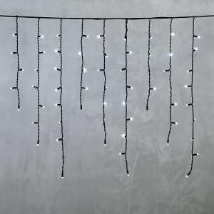 Светодиодная бахрома с колпачком 3,2*0,9 м., 168 белых LED ламп, мерцание, каучуковый черный провод, LTC (LL168BLW-1-2W)