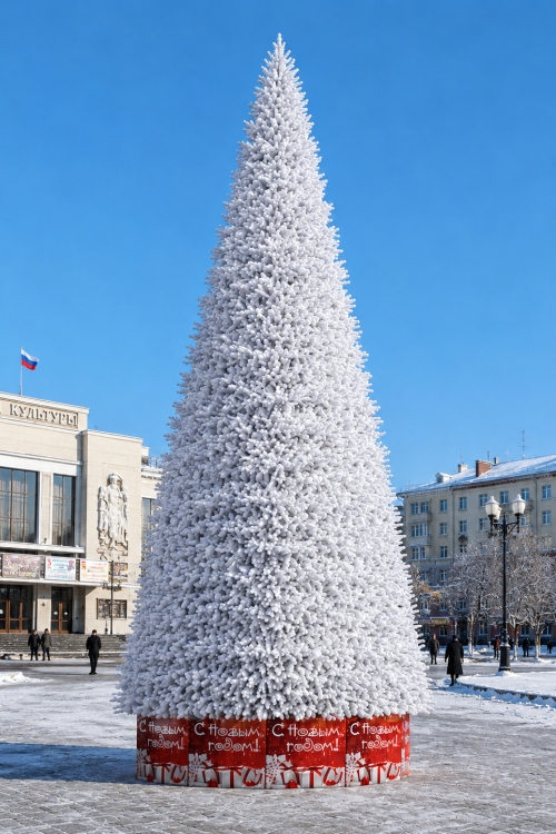 Уличная каркасная елка Уральская Люкс 9 м., ПВХ, белая, ЕлкиТорг (300900)