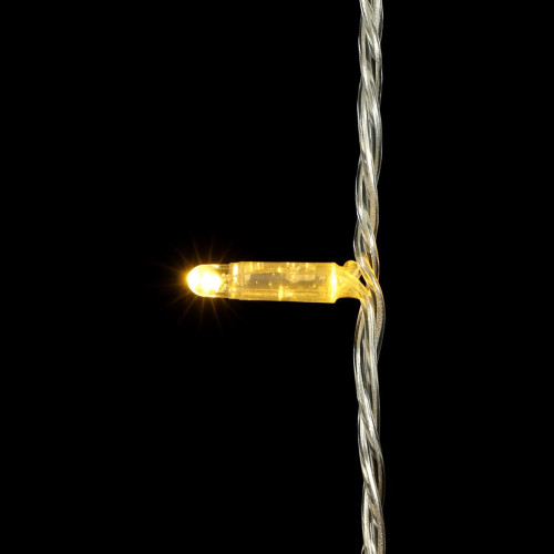 Светодиодная гирлянда с колпачком 100 теплых белых LED ламп 10 м., мерцание, 24В., прозрачный провод ПВХ, IP65, LTC (PST100BLWCAP-10-1WW)