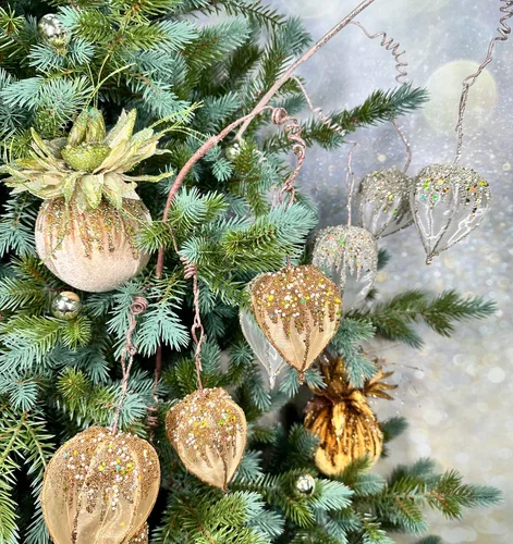 Ветвь Физалис бронза 69 см., 1 шт., Christmas DeLuxe (86673) 