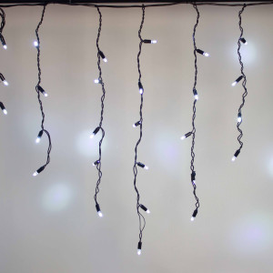 Светодиодная бахрома 108 холодных белых LED ламп, 3*0.6 м., 220В, мерцание, черный провод ПВХ, Teamprof (TPF-i3*0.6F-CB/W)