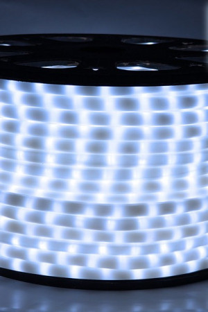 Дюралайт светодиодный 2-х проводной, диаметр 13 мм., 220V, холодные белые LED лампы 36 шт на 1 м., бухта 100 м, Rich Led (RL-DL-2WH-100-240-W)