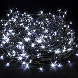 Светодиодная нить с мерцающим диодом 40 м., 24V, 400 холодных белых LED ламп, черный провод ПВХ, соединяемая, Winner Light (w.01.6B.400+24v)