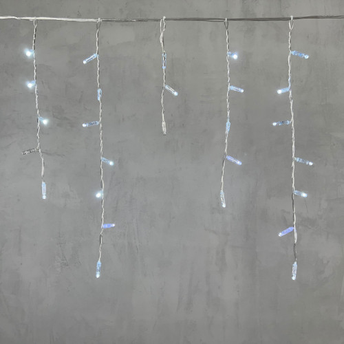 Светодиодная бахрома с колпачком 3,2*0,9 м., 180 холодных белых LED ламп, мерцание, прозрачный провод ПВХ, IP65, LTC (PIL180BLWCAP-10-2W)