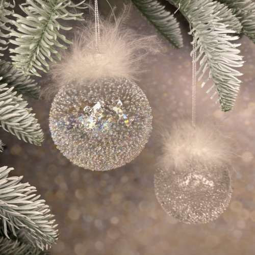 Набор стеклянных шаров Ледяной дождь 70 мм., 18 шт., белый, Christmas DeLuxe (86797)