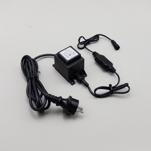  Трансформатор 30W с выпрямителем 24В., до 600 LED, провод черный Каучук, IP65, LTC (PTR30-3A) 