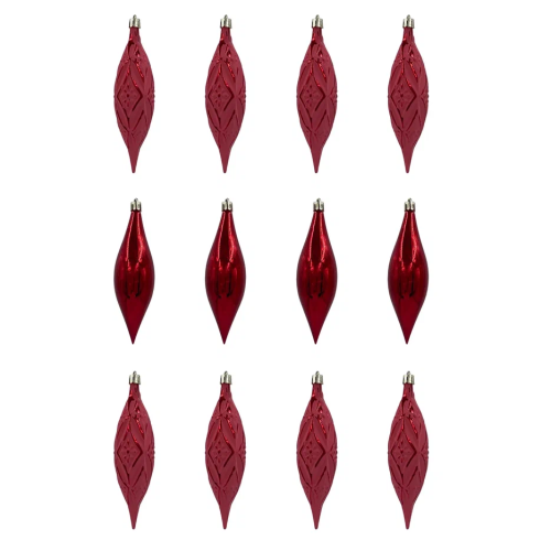 Набор винтажных сосулек  Саламандра 15 см., красный,  пластик, 12 шт., Christmas DeLuxe (89290)