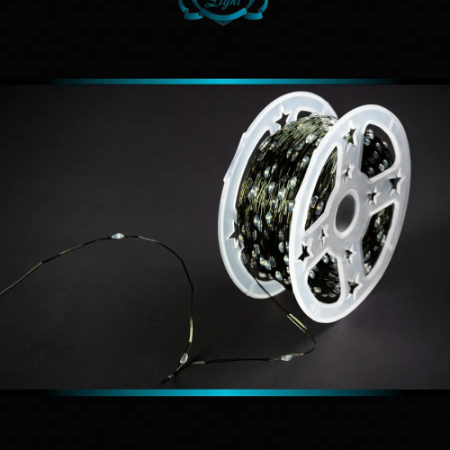 Светодиодная нить Роса 200 м., 2000 холодных белых LED, пульт, зеленый провод IP 65, Winner (w.01.4G.2000C)