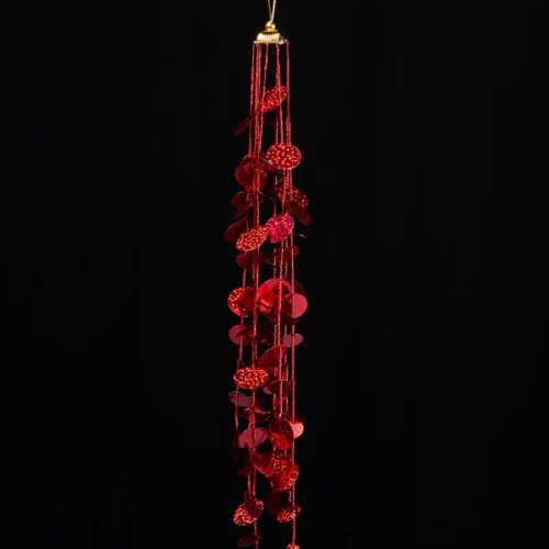 Подвеска из бисера с пайетками Алые паруса, красная с золотом 30 см., Christmas DeLuxe (88905)